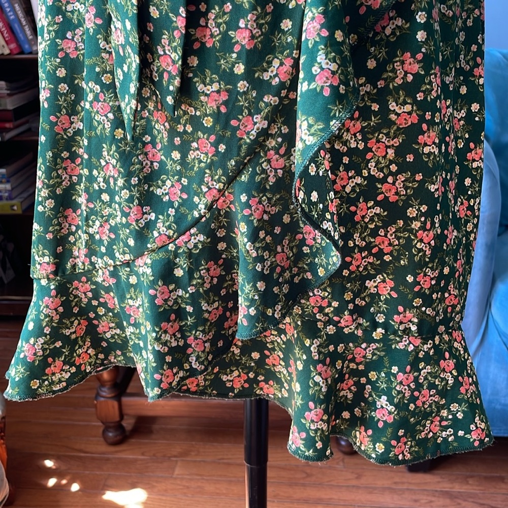 Purple Snow dark green Flower Print Mini Length Dress Size Large - Picture 8 of 13